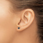 Black CZ Round Stud Earrings in Stainless Steel, 4mm