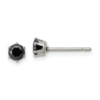Chisel Stainless Steel Polished 4mm Black Round CZ Stud Post Earrings