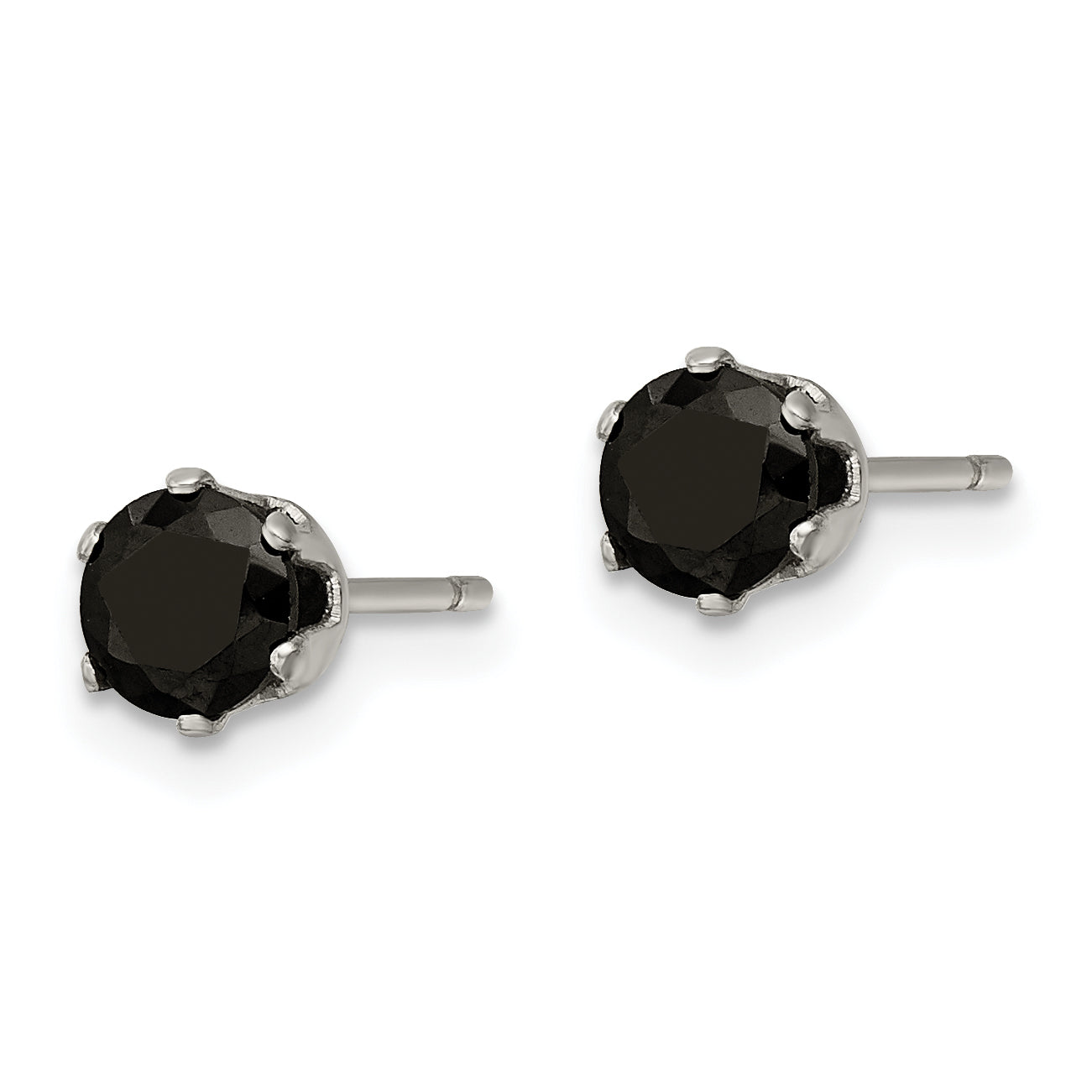 Chisel Stainless Steel Polished 5mm Black Round CZ Stud Post Earrings Secondary image