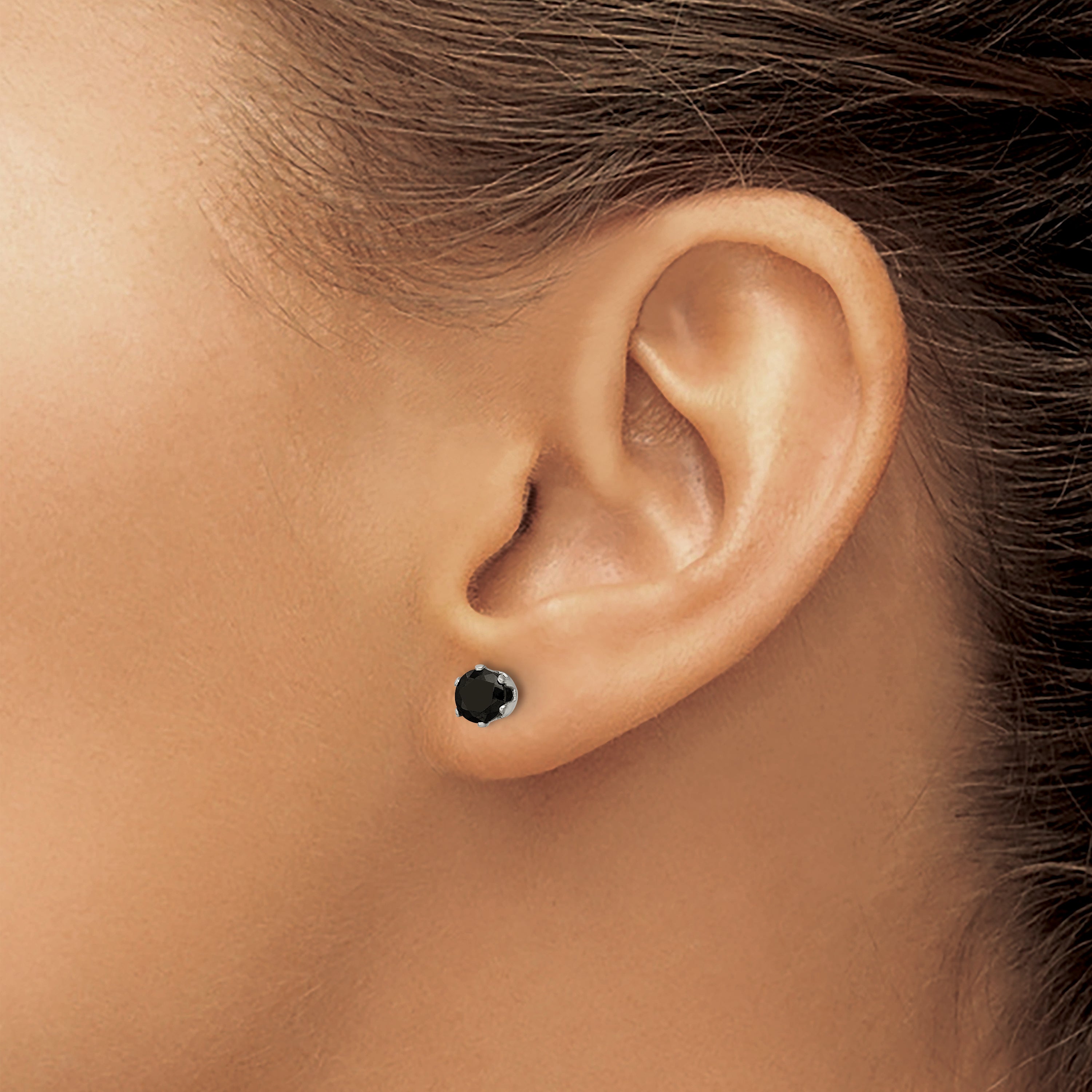 Chisel Stainless Steel Polished 5mm Black Round CZ Stud Post Earrings