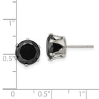 Chisel Stainless Steel Polished 9mm Black Round CZ Stud Post Earrings