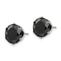 Chisel Stainless Steel Polished 10mm Black Round CZ Stud Post Earrings