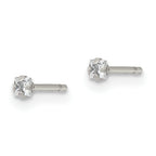 Chisel Stainless Steel Polished 2mm Square CZ Stud Post Earrings