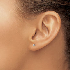 Chisel Stainless Steel Polished 2mm Square CZ Stud Post Earrings