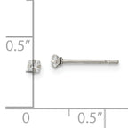 Chisel Stainless Steel Polished 2mm Square CZ Stud Post Earrings