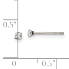 Chisel Stainless Steel Polished 2mm Square CZ Stud Post Earrings