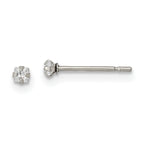 Chisel Stainless Steel Polished 2mm Square CZ Stud Post Earrings