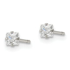 Chisel Stainless Steel Polished 3mm Square CZ Stud Post Earrings