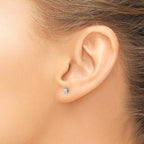 Chisel Stainless Steel Polished 3mm Square CZ Stud Post Earrings
