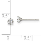 Chisel Stainless Steel Polished 3mm Square CZ Stud Post Earrings