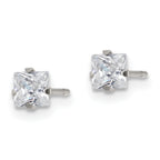Square CZ Stud Earrings in Stainless Steel, 4mm