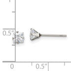 Square CZ Stud Earrings in Stainless Steel, 4mm
