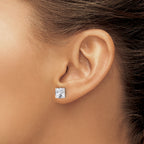 Square CZ Stud Earrings in Stainless Steel, 7mm