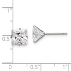 Square CZ Stud Earrings in Stainless Steel, 7mm
