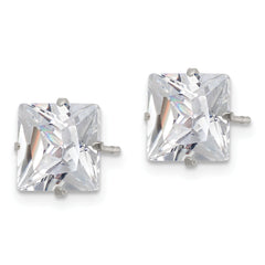 Chisel Stainless Steel Polished 8mm Square CZ Stud Post Earrings