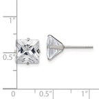 Chisel Stainless Steel Polished 8mm Square CZ Stud Post Earrings