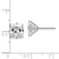 Chisel Stainless Steel Polished 8mm Square CZ Stud Post Earrings