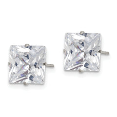 Chisel Stainless Steel Polished 9mm Square CZ Stud Post Earrings