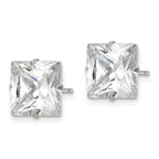 Square CZ Stud Earrings in Stainless Steel, 10mm