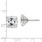 Square CZ Stud Earrings in Stainless Steel, 10mm