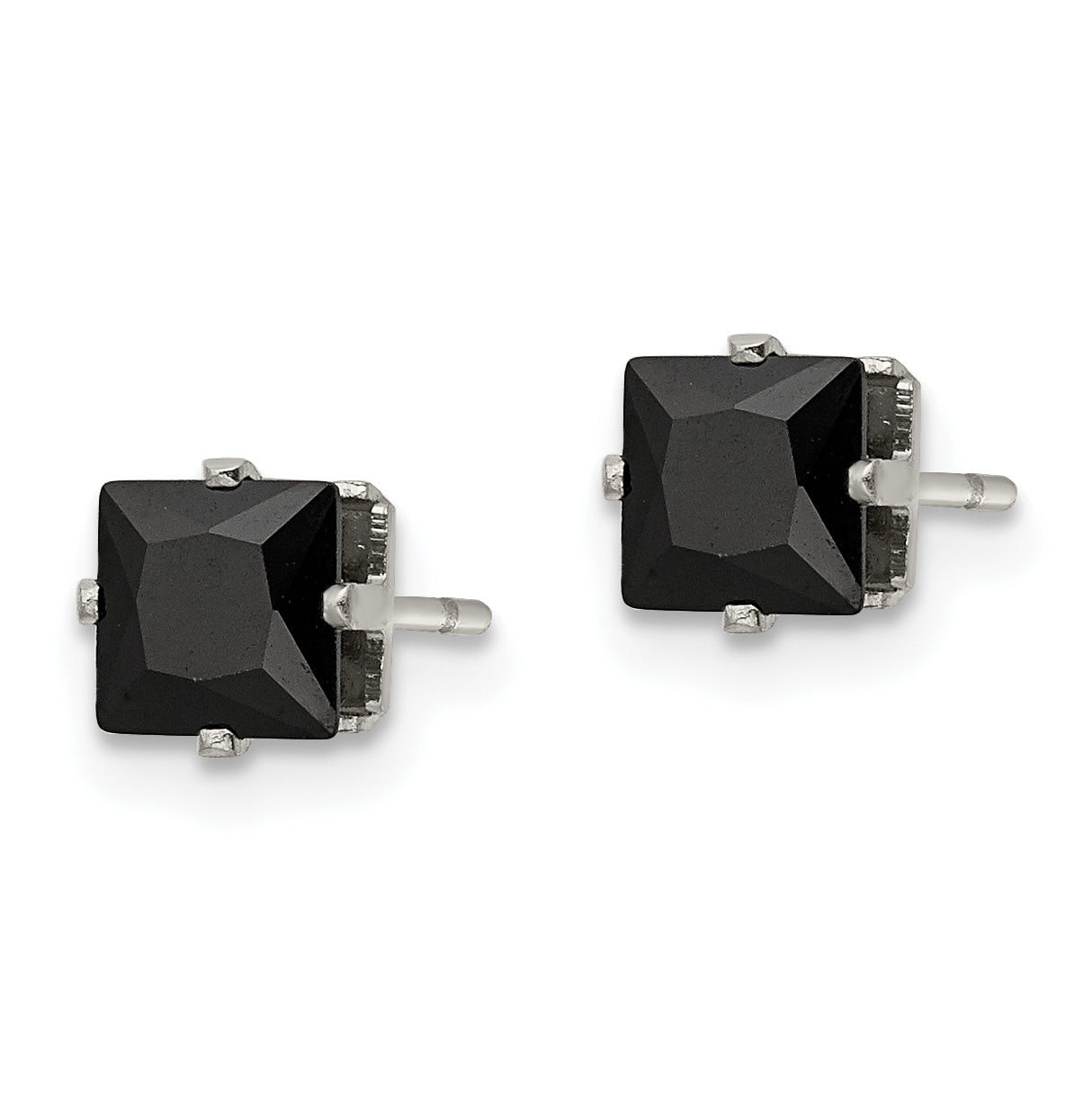 Chisel Stainless Steel Polished 5mm Black Square CZ Stud Post Earrings