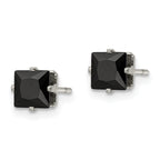 Chisel Stainless Steel Polished 5mm Black Square CZ Stud Post Earrings