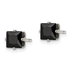 Chisel Stainless Steel Polished 5mm Black Square CZ Stud Post Earrings