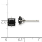 Chisel Stainless Steel Polished 6mm Black Square CZ Stud Post Earrings