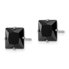 Chisel Stainless Steel Polished 8mm Black Square CZ Stud Post Earrings