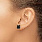 Chisel Stainless Steel Polished 8mm Black Square CZ Stud Post Earrings