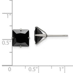 Chisel Stainless Steel Polished 8mm Black Square CZ Stud Post Earrings