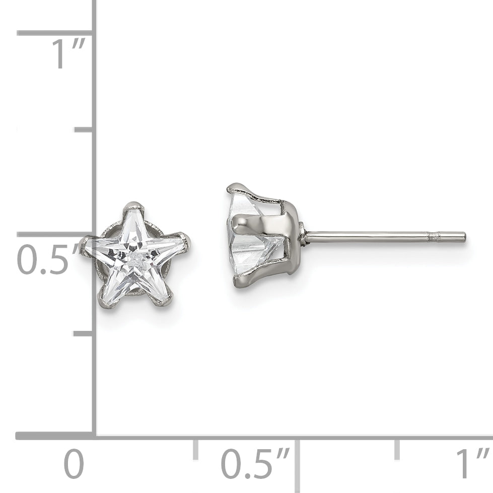 Star CZ Stud Earrings in Stainless Steel