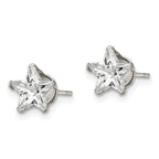 Star CZ Stud Earrings in Stainless Steel, 7mm
