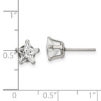 Star CZ Stud Earrings in Stainless Steel, 7mm