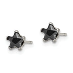 Black Star CZ Stud Earrings in Stainless Steel, 5mm