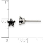 Black Star CZ Stud Earrings in Stainless Steel, 5mm
