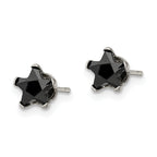 Black Star CZ Stud Earrings in Stainless Steel, 6mm