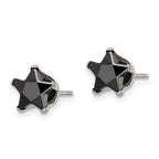 Black Star CZ Stud Earrings in Stainless Steel, 7mm