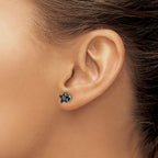Black Star CZ Stud Earrings in Stainless Steel, 7mm