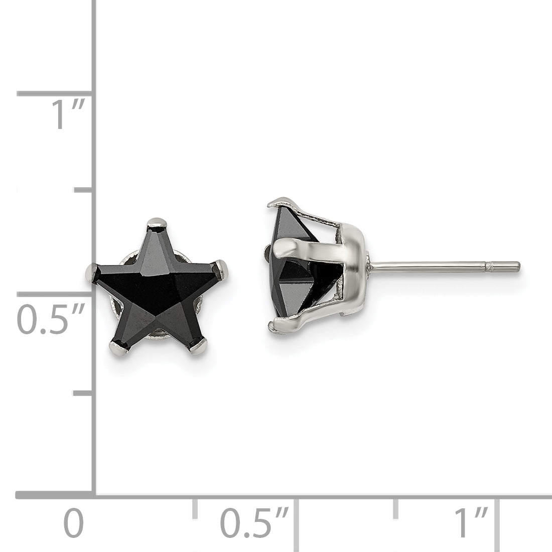 Chisel Stainless Steel Polished 8mm Black Star CZ Stud Post Earrings