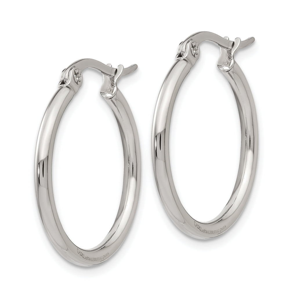 Polished Hoop Earrings in Stainless Steel, 22mm
