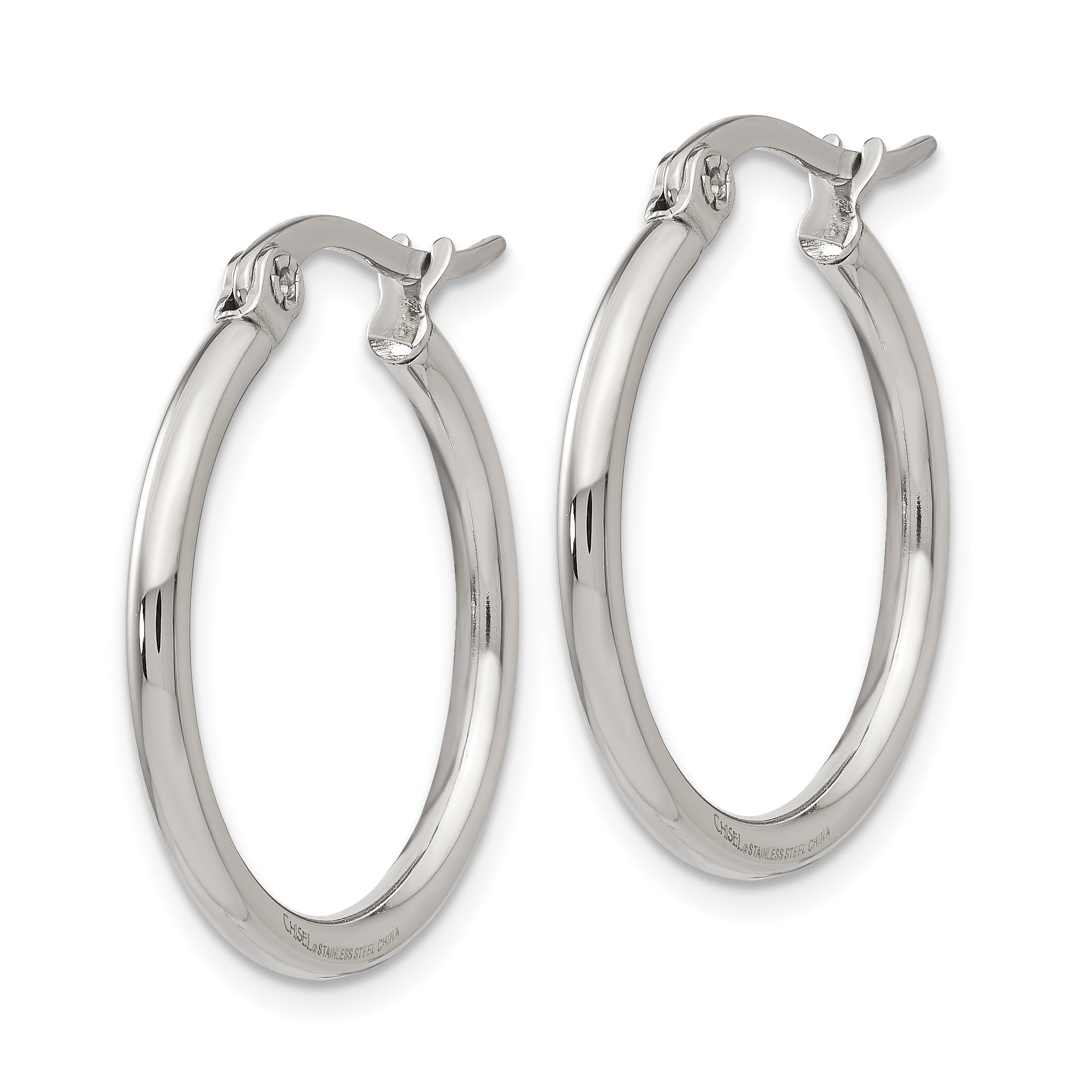 Polished Hoop Earrings in Stainless Steel, 22mm
