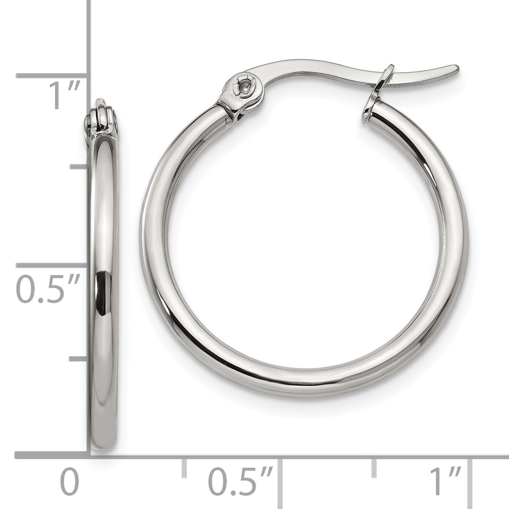 Polished Hoop Earrings in Stainless Steel, 22mm