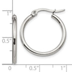 Polished Hoop Earrings in Stainless Steel, 22mm