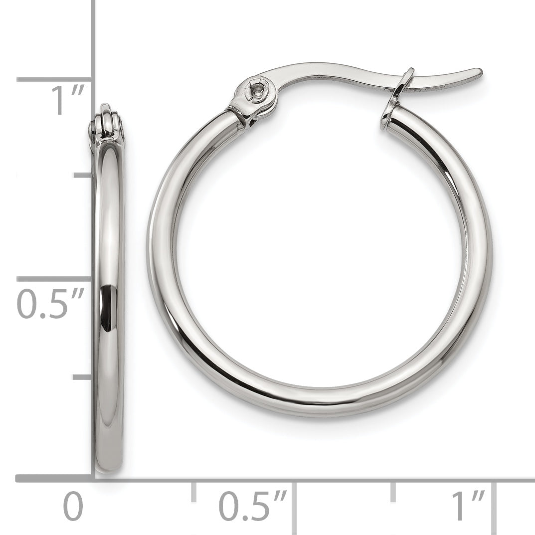 Polished Hoop Earrings in Stainless Steel, 22mm