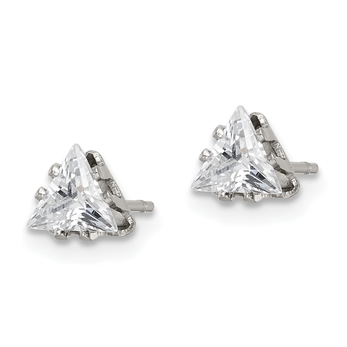 Trillion CZ Stud Earrings in Stainless Steel, 5mm