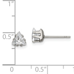 Chisel Stainless Steel Polished 5mm Triangle CZ Stud Post Earrings