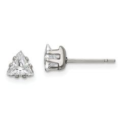Chisel Stainless Steel Polished 5mm Triangle CZ Stud Post Earrings