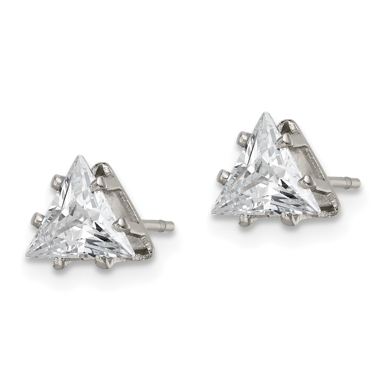Chisel Stainless Steel Polished 6mm Triangle CZ Stud Post Earrings
