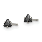 Black Trillion CZ Stud Earrings in Stainless Steel